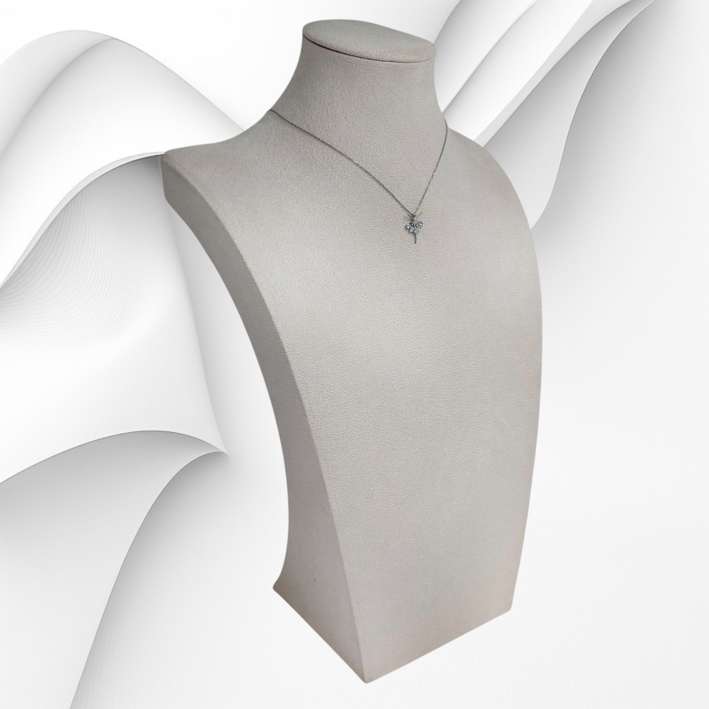 Genuine 925 Sterling Silver Women Necklace With Cubic Zirconia Crystals *Ballerina Necklace