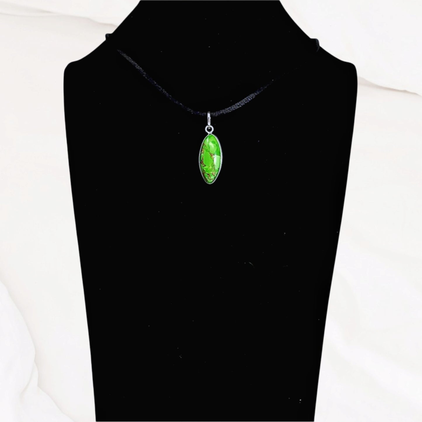 Copper Turquoise Gemstone and 925 Sterling Silver Women's Pendant