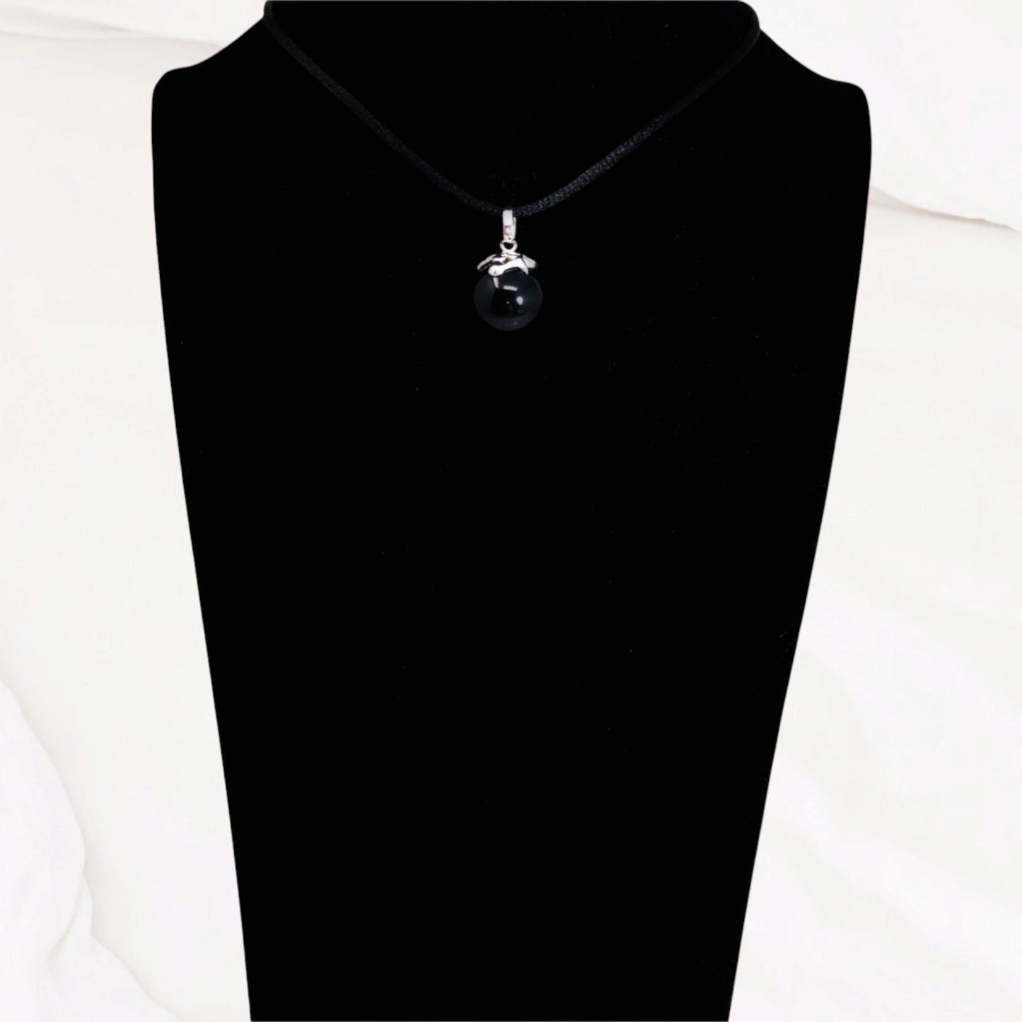 Black Onyx Gemstone and 925 Sterling Silver Women's Pendant