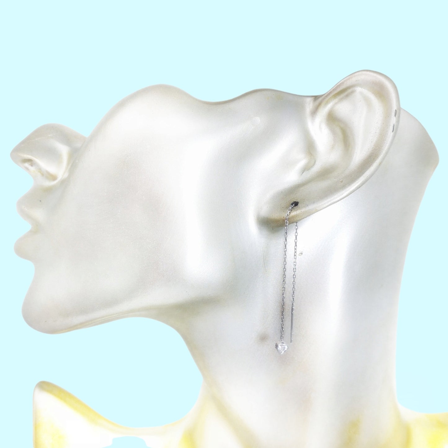 925 Sterling Silver Threader Earrings with Cubic Zirconia Crystals