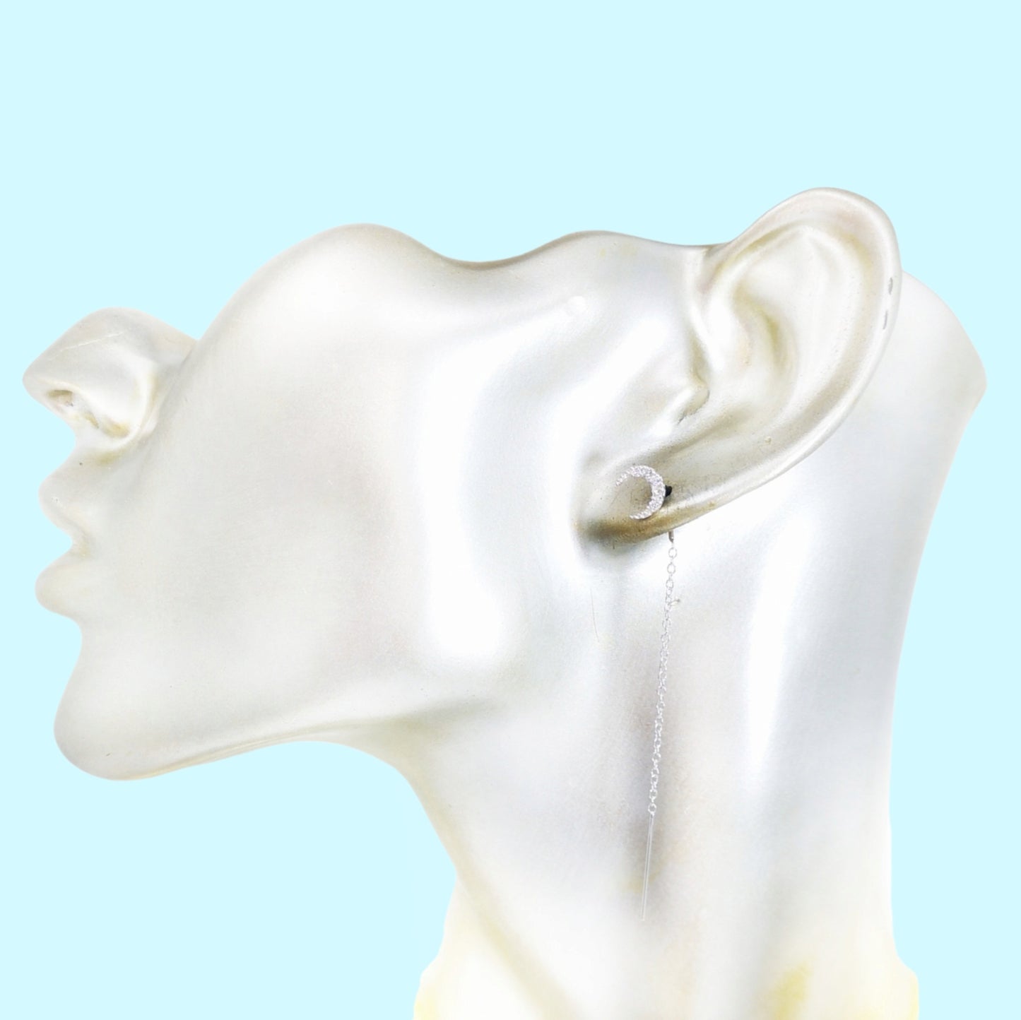 925 Sterling Silver Threader Earrings with Cubic Zirconia Crystals