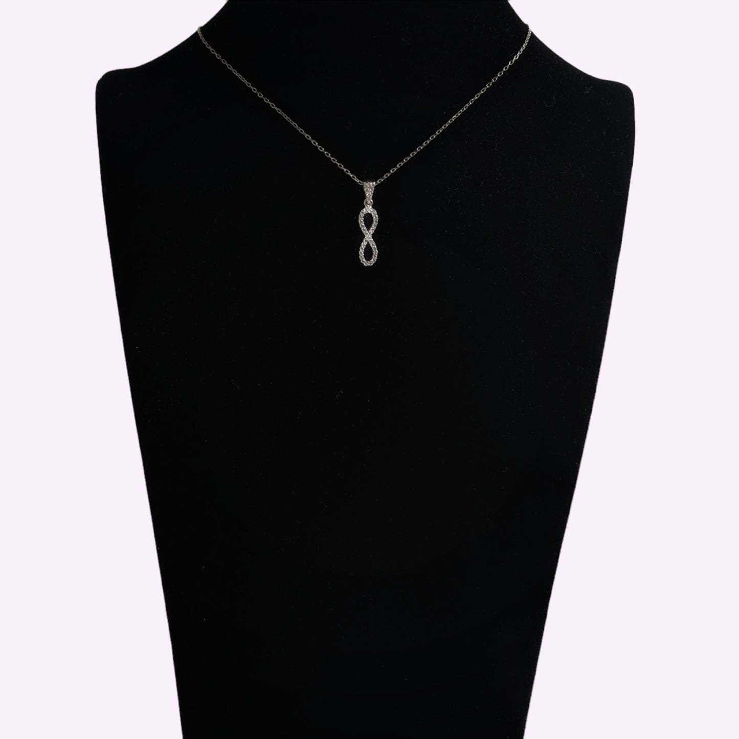 925 Sterling Silver Women's Necklace With Cubic Zirconia Crystals *Infinity Necklace