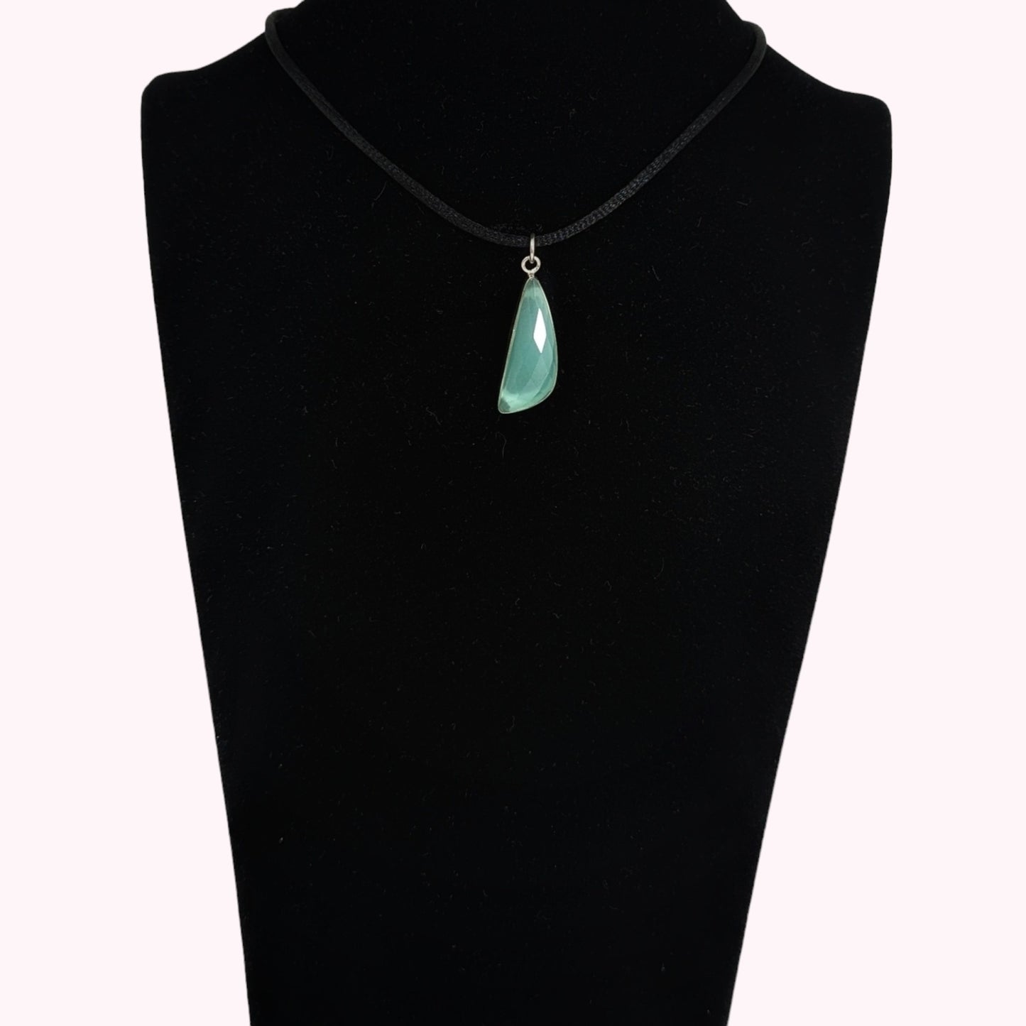 925 Sterling Silver Women Pendant With Authentic Chalcedony Aqua Gemstone