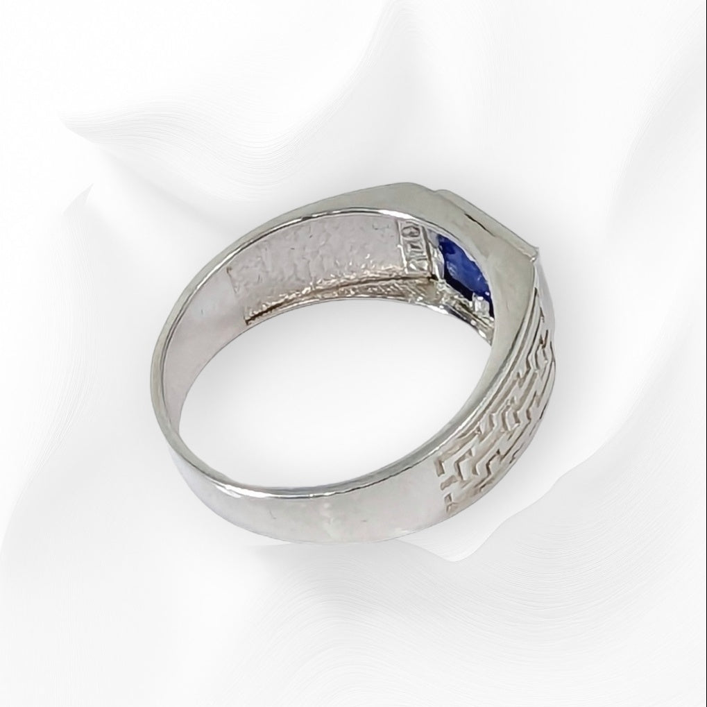 925 Sterling Silver Men's Ring with Authentic Cat's Eye Quartz