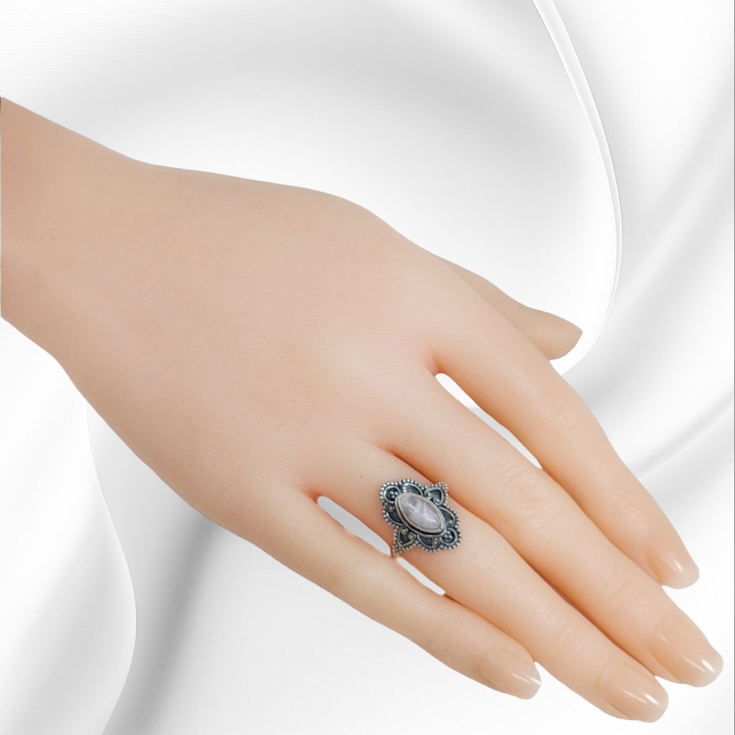 925 Sterling Silver Women's Ring With Authentic Rose Quartz