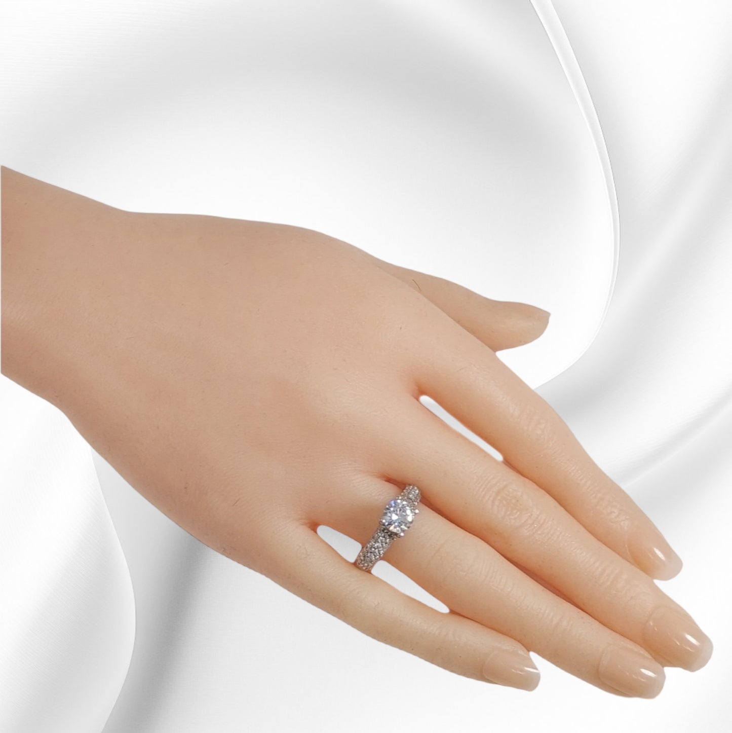 Genuine 925 Sterling Silver Solitaire Women's Ring with Cubic Zirconia Crystals