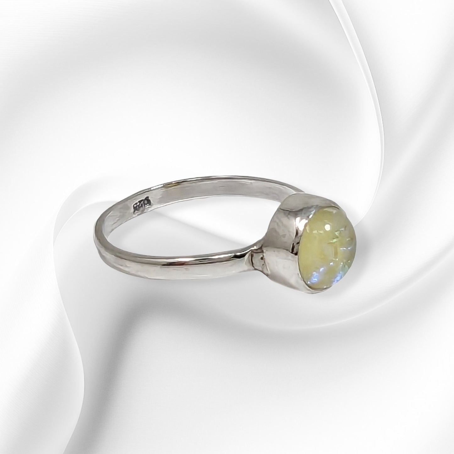 925 Sterling Silver Women's Ring with Authentic Yellow Opal