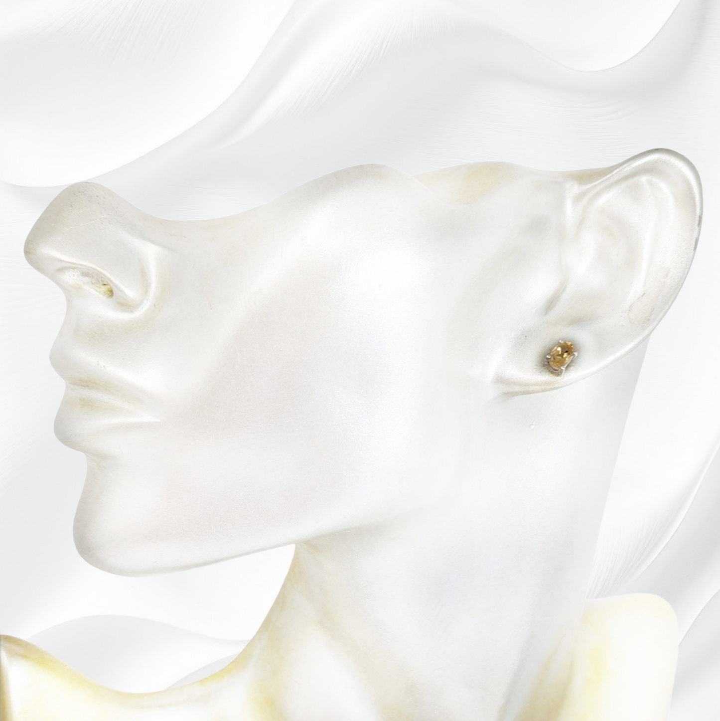 925 Sterling Silver Stud Earrings with Authentic Citrine Gemstones