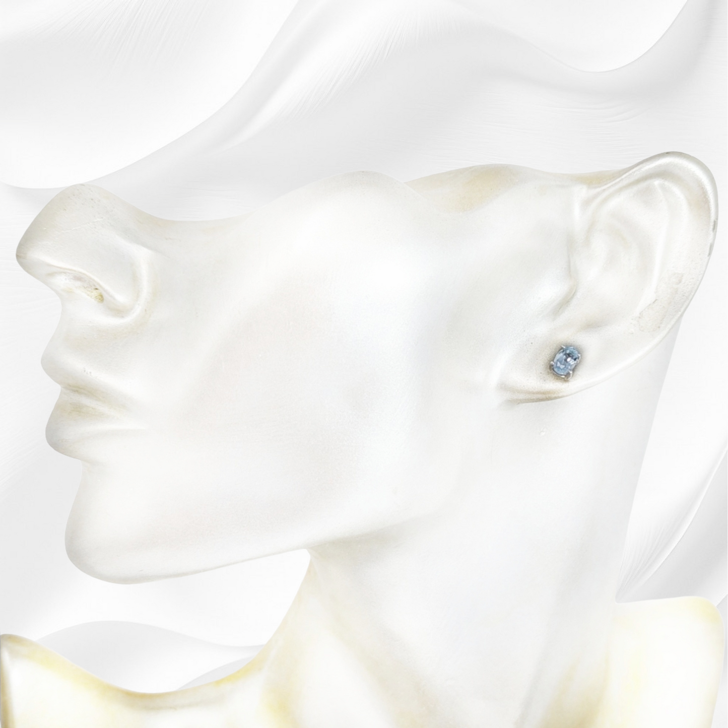 925 Sterling Silver Stud Earrings with Authentic Blue Topaz