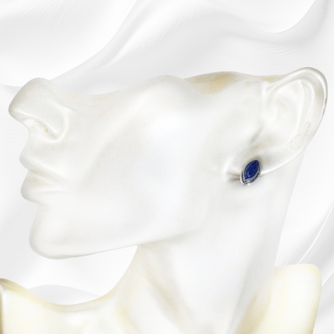 Sterling Silver Earrings With Authentic Lapis Lazuli Gemstones