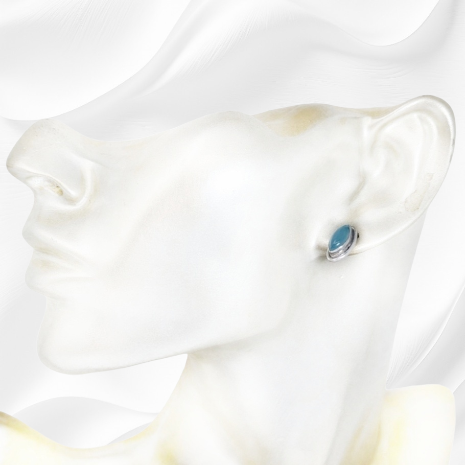 Sterling Silver Earrings With Authentic Blue Chalcedony Gemstones