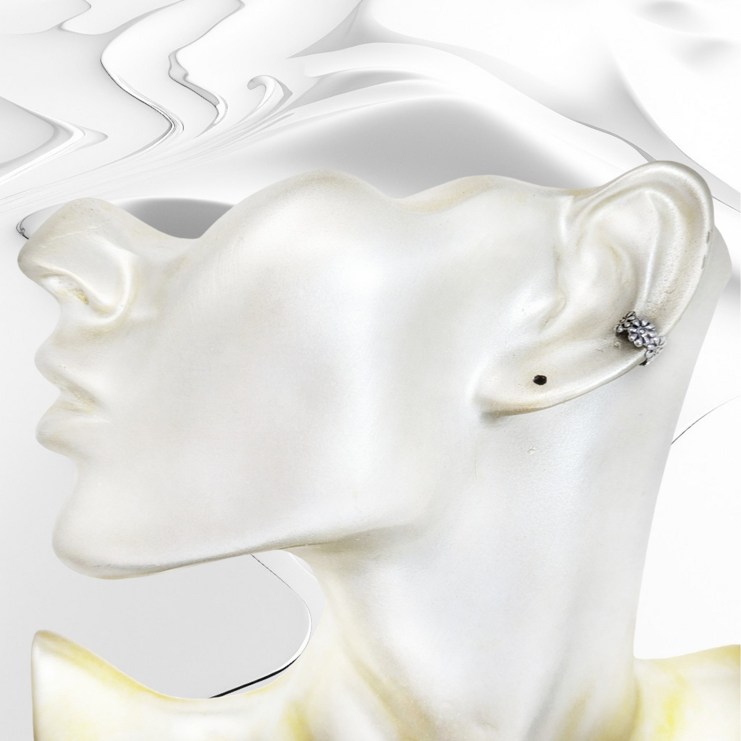 925 Sterling Silver Ear Cuffs Earrings *Flowers Ear Cuffs Earrings