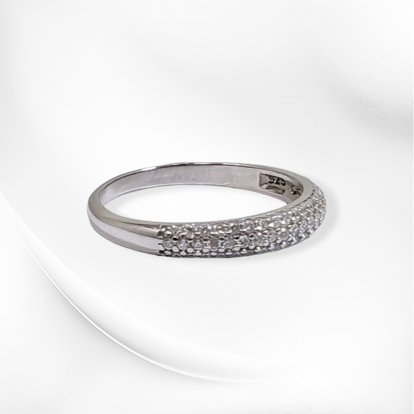 Genuine 925 Sterling Silver Women's Ring with Cubic Zirconia Crystals