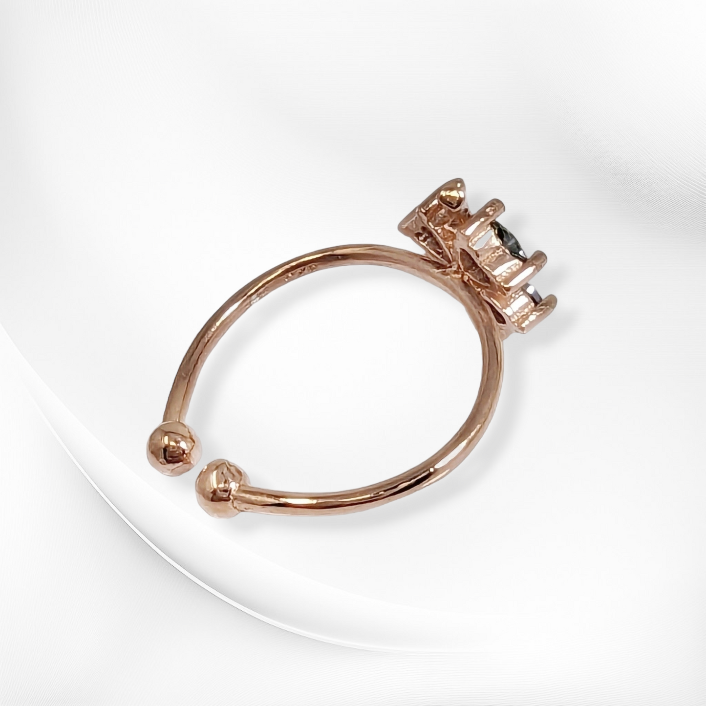 925 Sterling Silver Women's Ring with Mystic Topaz, 14K Rose Gold plated