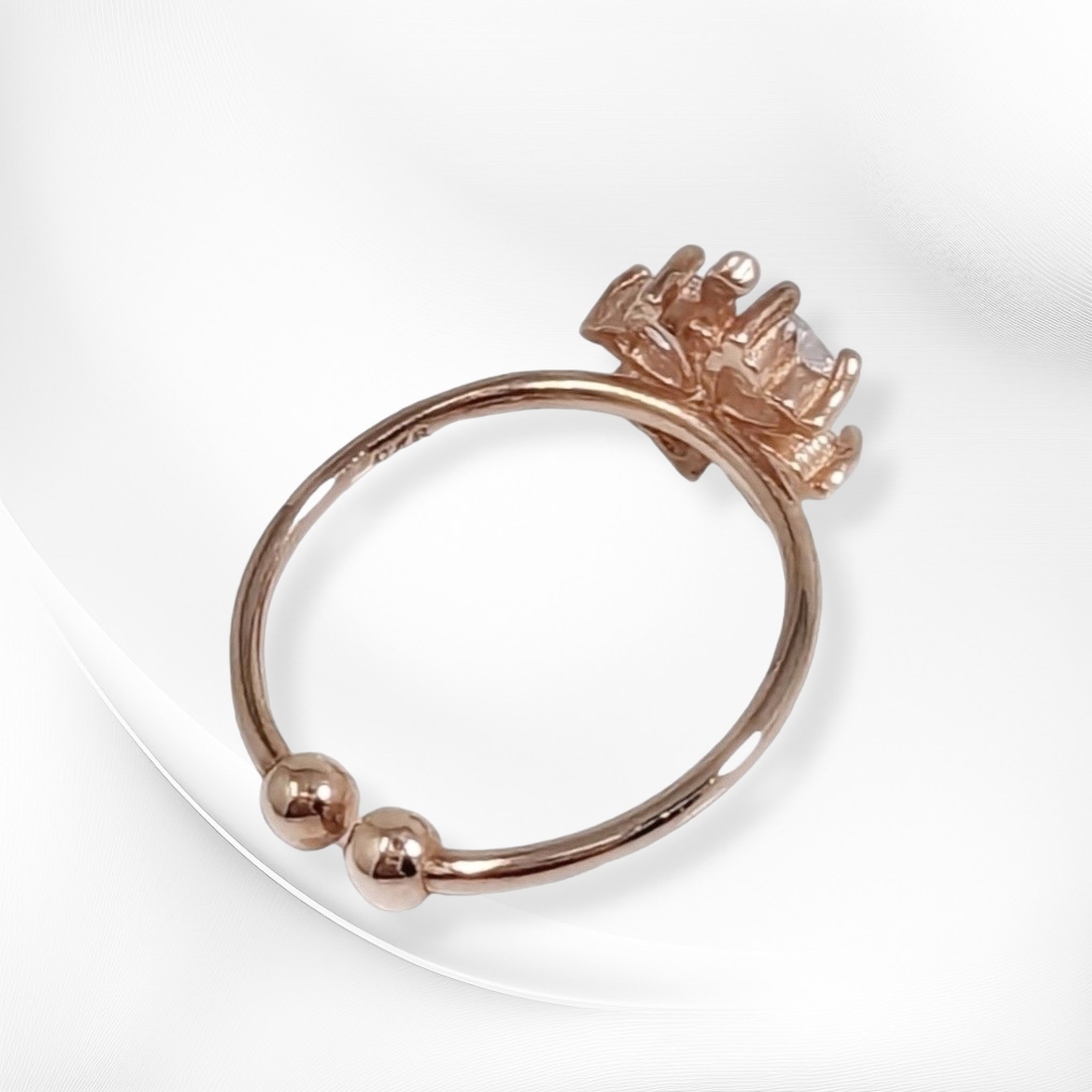 925 Sterling Silver Women's Ring with Cubic Zirconia Crystals, 14K Rose Gold plated