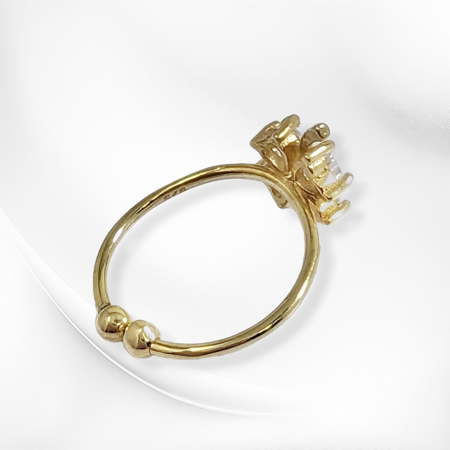 925 Sterling Silver Women's Ring with Cubic Zirconia Crystals, 14K Gold plated