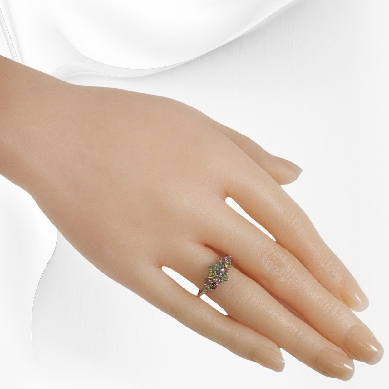 925 Sterling Silver Women's Ring with Authentic Tourmaline Gemstones