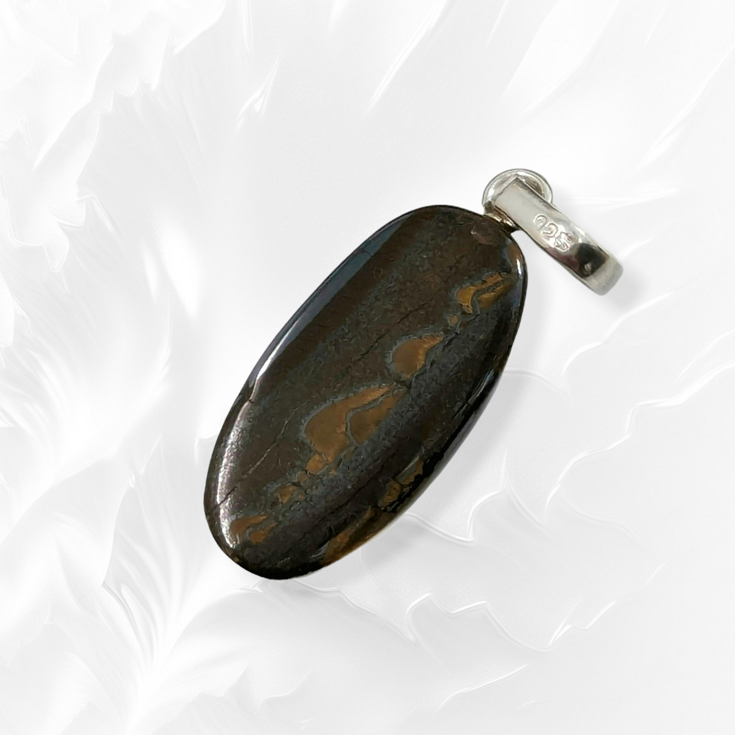 Authentic Tigers Eye Gemstone and 925 Sterling Silver Women's Pendant