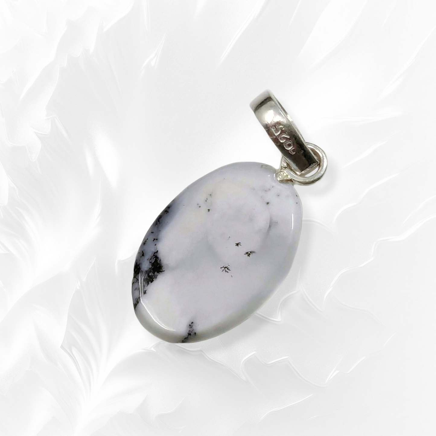 Authentic Dentritic Agate Gemstone and 925 Sterling Silver Women's Pendant