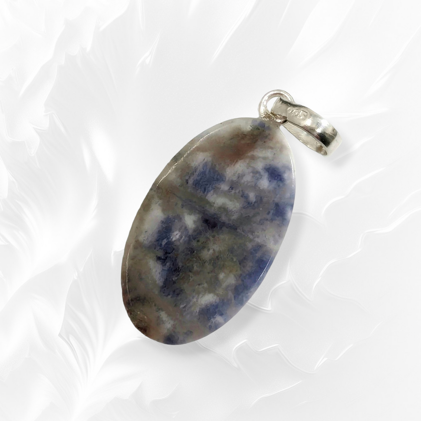 Authentic Sodalite Gemstone and 925 Sterling Silver Women's Pendant