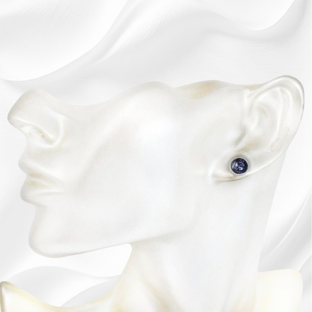 925 Sterling Silver Stud Earrings With Authentic Blue Sandstone Gemstones