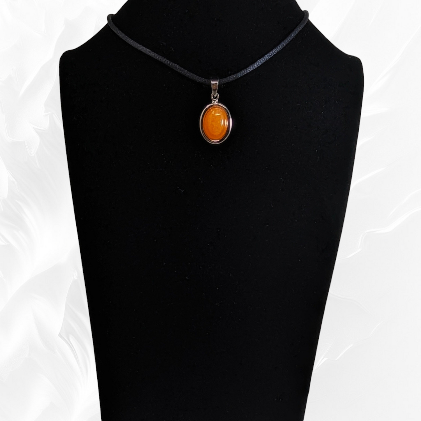 925 Sterling Silver Women Pendant With Authentic Orange Jade