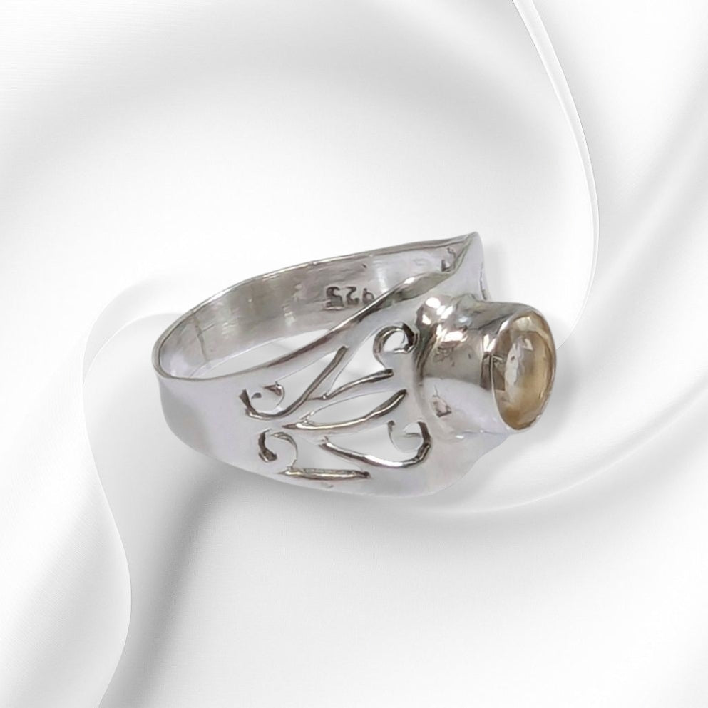 925 Sterling Silver Women's Ring with Authentic Citrine Gemstone