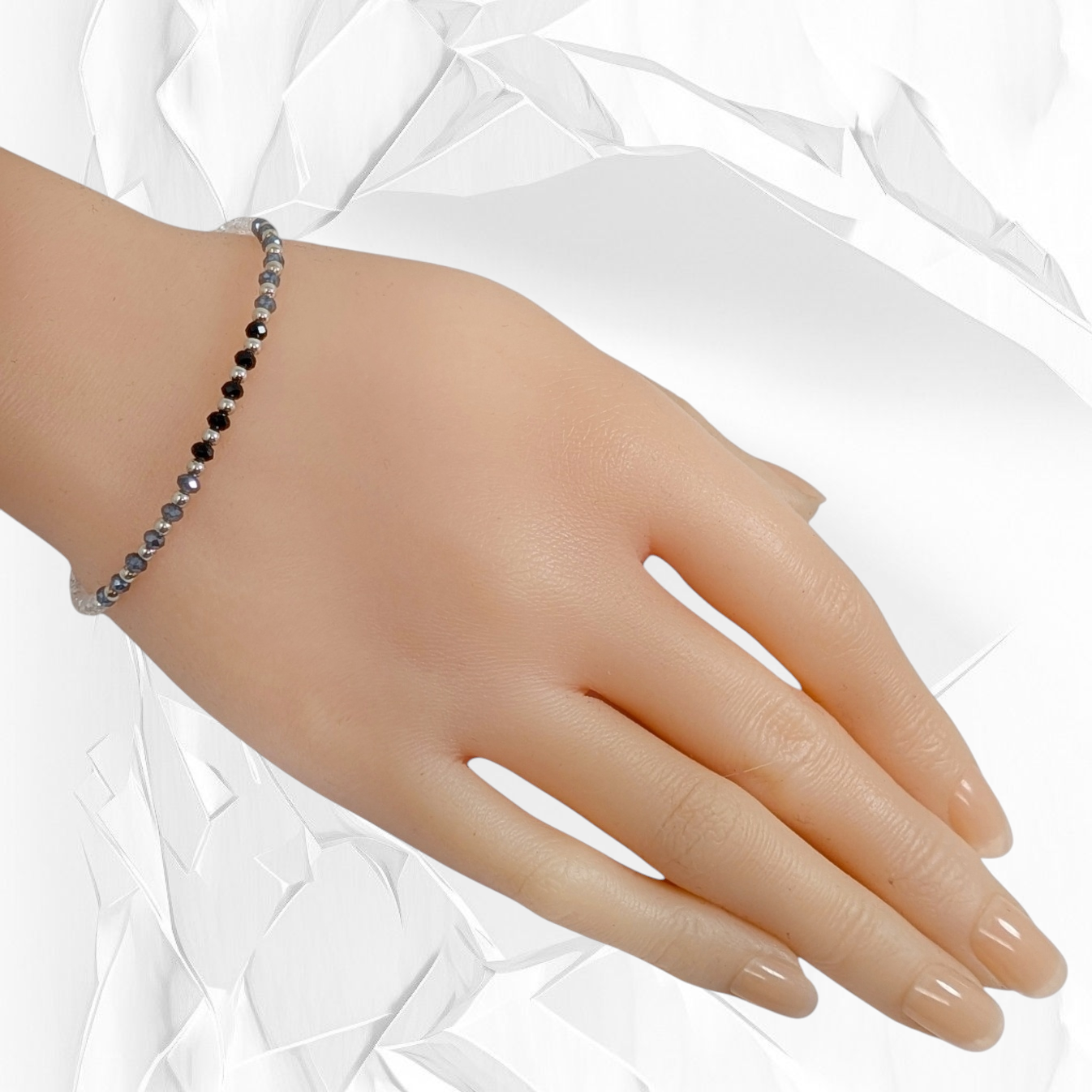 925 Sterling Silver Women's Bracelet with Crystal Beads