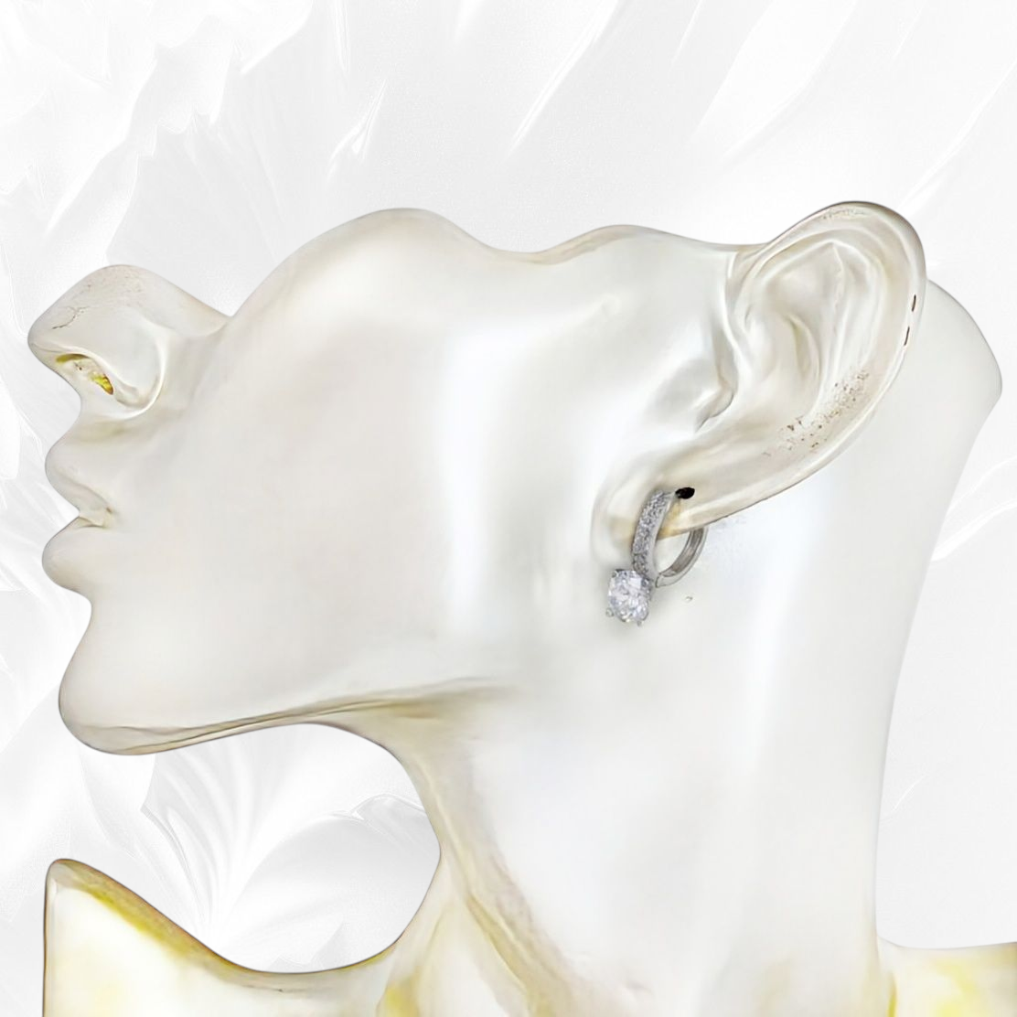 925 Sterling Silver Hoop Earrings with Cubic Zirconia Crystals