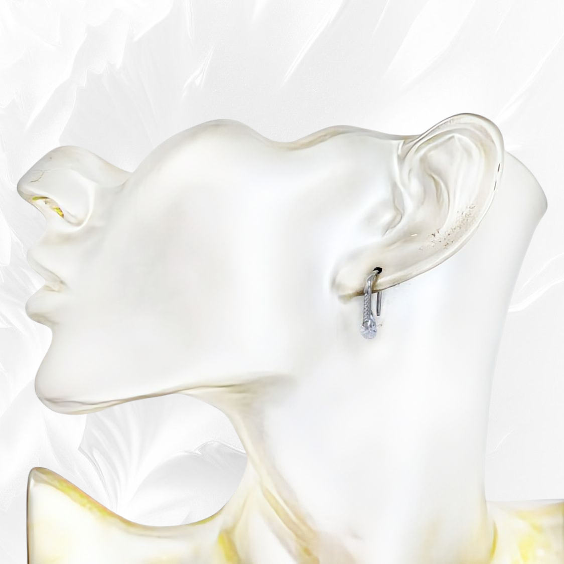 925 Sterling Silver Teardrop Dangle Earrings with Cubic Zirconia Crystals