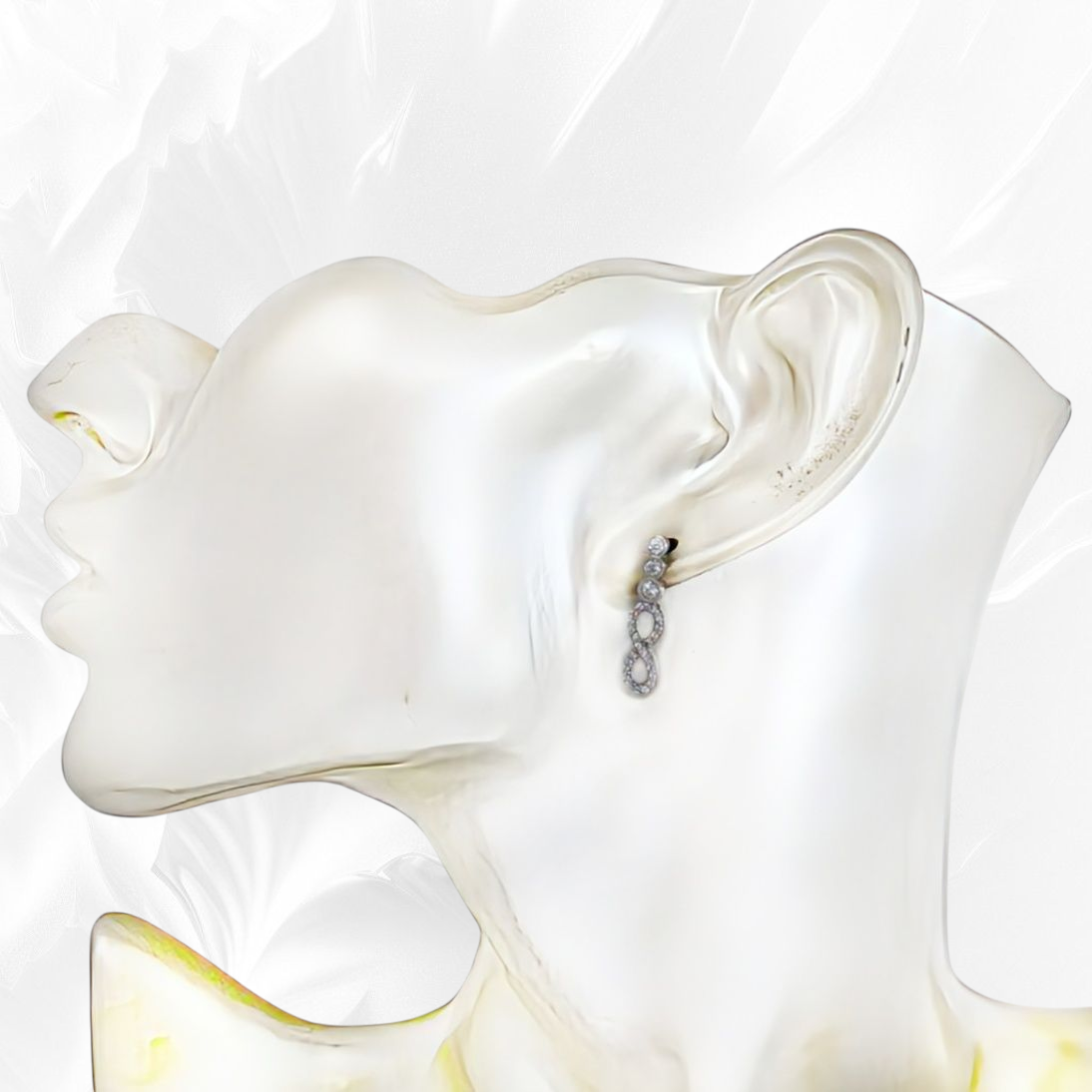 925 Sterling Silver Infinity Stud Earrings with Cubic Zirconia Crystals