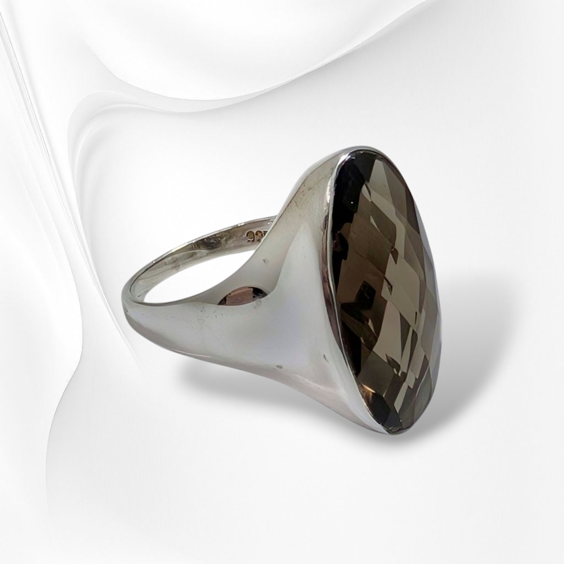 925 Sterling Silver Women's Ring with Authentic Smoky Topaz