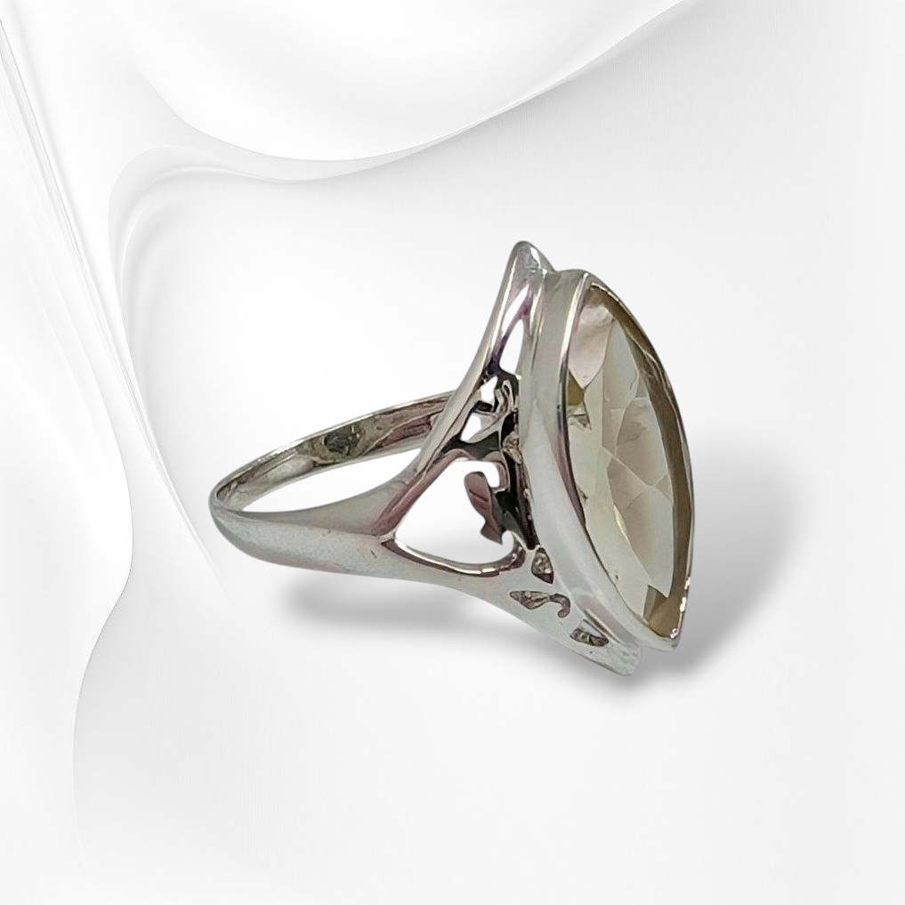 925 Sterling Silver Filigree Women's Ring with Authentic Lemon Topaz