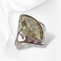 925 Sterling Silver Filigree Women's Ring with Authentic Lemon Topaz