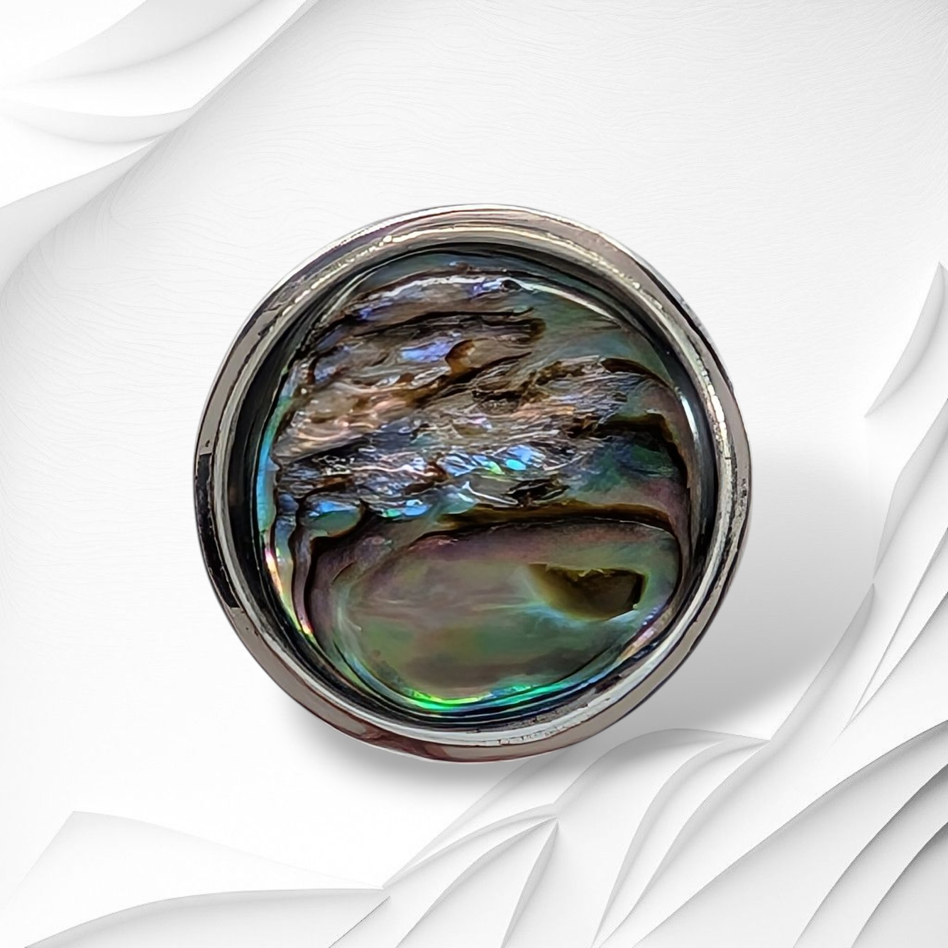 925 Sterling Silver Women's Ring with Authentic Mother of Pearl *Abalone Shell