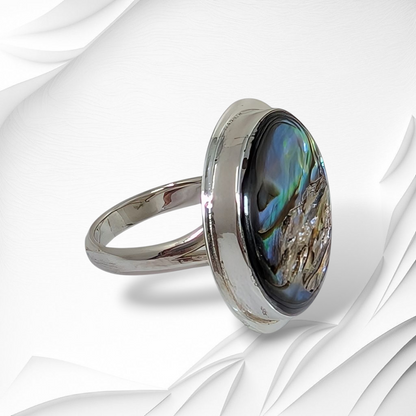 925 Sterling Silver Women's Ring with Authentic Mother of Pearl *Abalone Shell