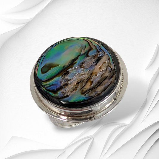 925 Sterling Silver Women's Ring with Authentic Mother of Pearl *Abalone Shell