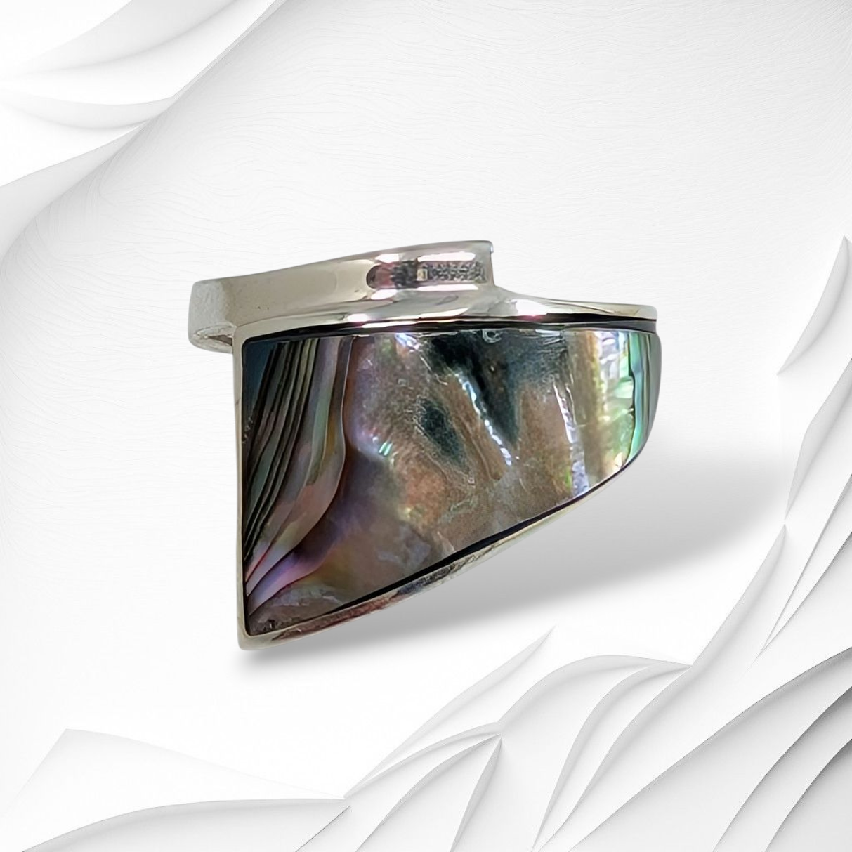 925 Sterling Silver Women's Ring with Authentic Mother of Pearl *Abalone Shell