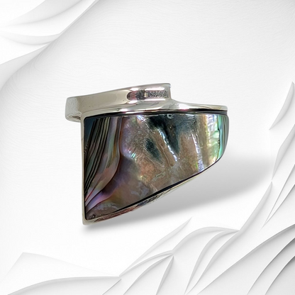 925 Sterling Silver Women's Ring with Authentic Mother of Pearl *Abalone Shell