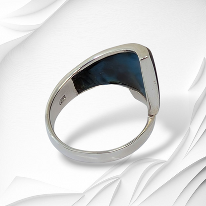 925 Sterling Silver Women's Ring with Authentic Mother of Pearl *Abalone Shell