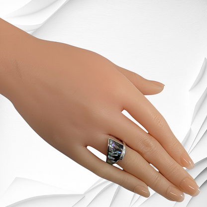 925 Sterling Silver Women's Ring with Authentic Mother of Pearl *Abalone Shell