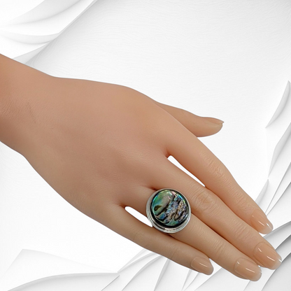 925 Sterling Silver Women's Ring with Authentic Mother of Pearl *Abalone Shell