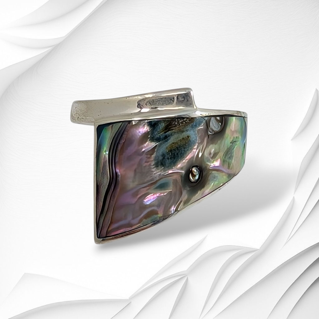 925 Sterling Silver Women's Ring with Authentic Mother of Pearl *Abalone Shell
