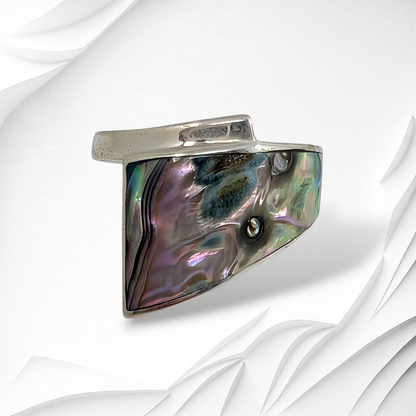 925 Sterling Silver Women's Ring with Authentic Mother of Pearl *Abalone Shell
