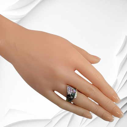 925 Sterling Silver Women's Ring with Authentic Mother of Pearl *Abalone Shell