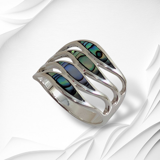 925 Sterling Silver Women's Ring with Authentic Mother of Pearl *Abalone Shell