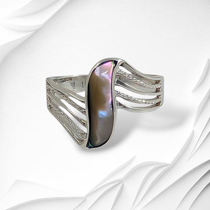 925 Sterling Silver Women's Ring with Authentic Mother of Pearl *Abalone Shell