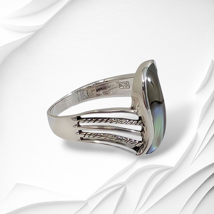 925 Sterling Silver Women's Ring with Authentic Mother of Pearl *Abalone Shell