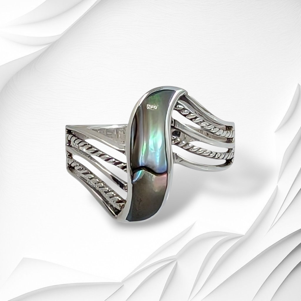 925 Sterling Silver Women's Ring with Authentic Mother of Pearl *Abalone Shell