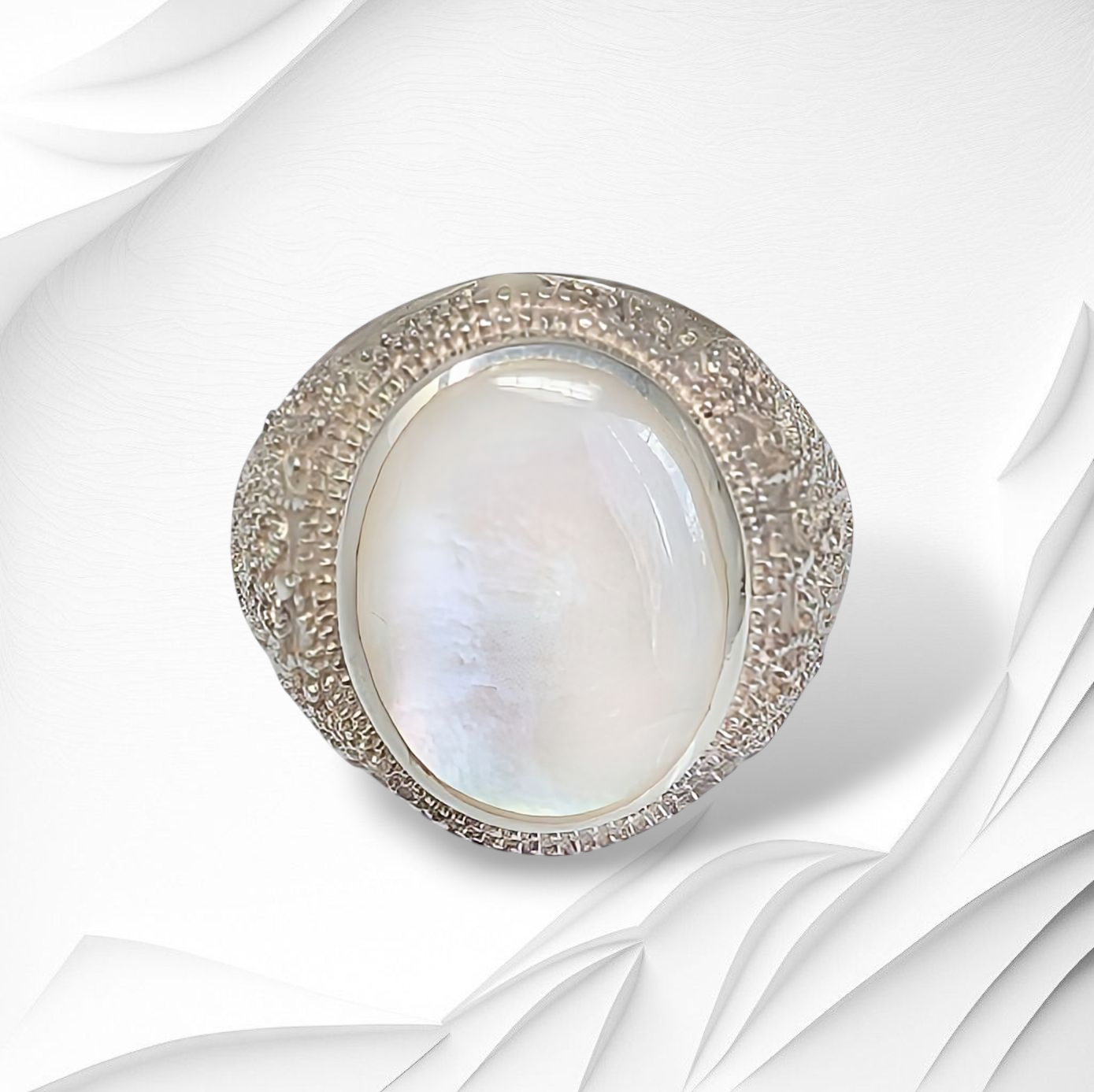 925 Sterling Silver Women's Ring with Authentic Mother of Pearl